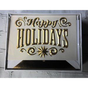Hallmark Signature Cards Gold Foil Christmas Happy Holidays 12 Cards New Sealed